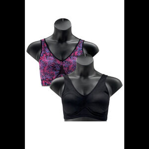 Rhonda Shear 2-pack Seamless Jacquard Ahh Leisure Bra Floral/Black -